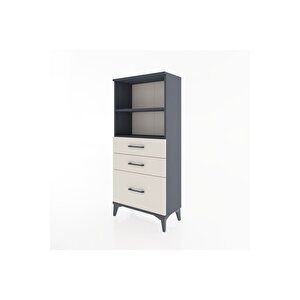 Hyperion Dolap 2 Raflı 3 Çekmeceli 60x44x134 Antrasit-aytaşı