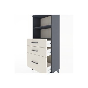 Hyperion Dolap 2 Raflı 3 Çekmeceli 60x44x134 Antrasit-aytaşı