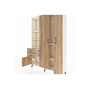 Arges Gardrop 5 Raflı 2 Çekmeceli Tek Askılı 132x30x195 Aytaşı-çam