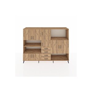 Hyperion Dolap 10 Raflı 4 Çekmeceli 8 Kapaklı 220x44x163 Çam-çam