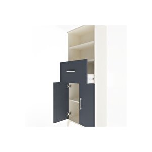 Arges Dolap 3 Raflı Tek Çekmeceli 2 Kapaklı 60x30x163 Aytaşı-antrasit