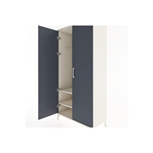 Hyperion Dolap 2 Raflı 2 Kapaklı Tek Askılı 88x44x182 Aytaşı-antrasit