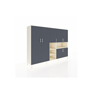 Hyperion Dolap 13 Raflı 7 Kapaklı 220x44x163 Aytaşı-antrasit/aytaşı