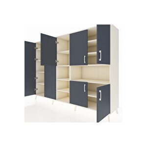 Hyperion Dolap 13 Raflı 7 Kapaklı 220x44x163 Aytaşı-antrasit/aytaşı