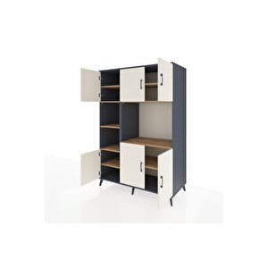 Kronos Dolap 9 Raflı 6 Kapaklı 132x59x195 Antrasit-aytaşı/çam