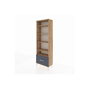 Arges Dolap 5 Raflı Tek Çekmeceli 60x30x182 Çam-antrasit