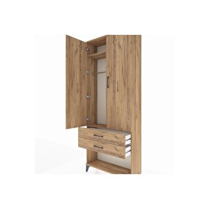 Arges Dolap 2 Raflı 2 Çekmeceli Tek Askılı 88x30x221 Çam-çam