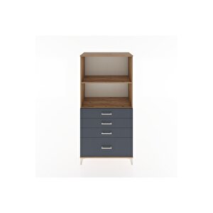 Hyperion Dolap 2 Raflı 4 Çekmeceli 88x44x182 Çam-antrasit