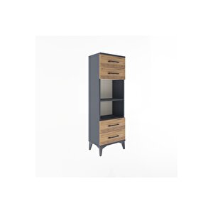 Arges Dolap 2 Raflı 4 Çekmeceli 44x30x134 Antrasit-çam