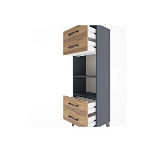 Arges Dolap 2 Raflı 4 Çekmeceli 44x30x134 Antrasit-çam