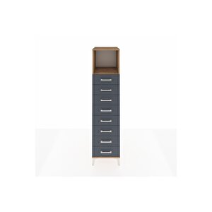 Kronos Dolap Tek Raflı 8 Çekmeceli 44x59x182 Çam-antrasit