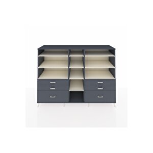 Kronos Dolap 10 Raflı 6 Çekmeceli  220x59x163 Antrasit-aytaşı/antrasit