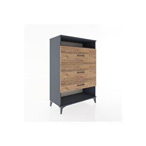 Hyperion Dolap Tek Raflı 3 Çekmeceli 88x44x134 Antrasit-çam