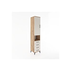 Hyperion Dolap 3 Raflı 4 Çekmeceli Tek Askılı 44x44x221 Çam-aytaşı