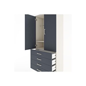 Hyperion Dolap 2 Raflı 4 Çekmeceli Tek Askılı 88x44x195 Aytaşı-antrasit