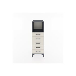 Hyperion Dolap Tek Raflı 5 Çekmeceli 44x44x134 Antrasit-aytaşı