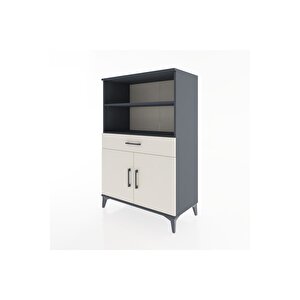 Hyperion Dolap 3 Raflı Tek Çekmeceli 2 Kapaklı 88x44x134 Antrasit-aytaşı