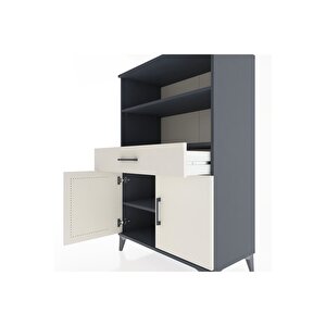 Hyperion Dolap 3 Raflı Tek Çekmeceli 2 Kapaklı 88x44x134 Antrasit-aytaşı