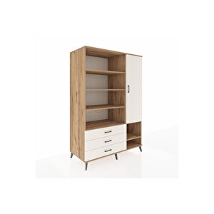 Kronos Dolap 9 Raflı 3 Çekmeceli Tek Kapaklı  132x59x195 Çam-aytaşı/aytaşı