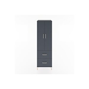 Hyperion Dolap 4 Raflı 2 Çekmeceli 2 Kapaklı 60x44x195 Antrasit-antrasit