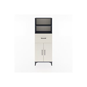 Arges Dolap 3 Raflı Tek Çekmeceli 2 Kapaklı 60x30x163 Antrasit-aytaşı