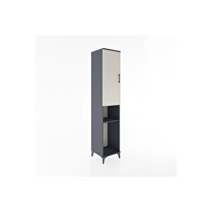 Hyperion Dolap 3 Raflı Tek Kapaklı Tek Askılı 44x44x221 Antrasit-aytaşı