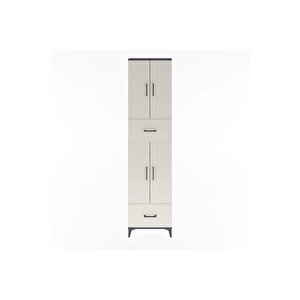 Arges Dolap 6 Raflı 2 Çekmeceli 4 Kapaklı 60x30x243 Antrasit-aytaşı