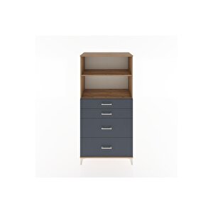 Hyperion Dolap 2 Raflı 4 Çekmeceli 88x44x182 Çam-antrasit