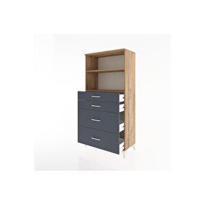 Hyperion Dolap 2 Raflı 4 Çekmeceli 88x44x182 Çam-antrasit