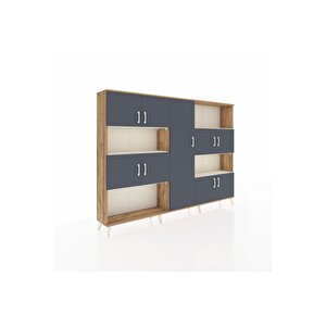 Arges Dolap 10 Raflı 9 Kapaklı 220x30x163 Çam-antrasit/aytaşı