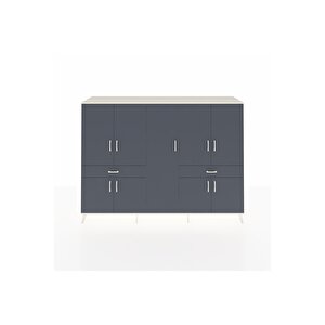 Hyperion Dolap 12 Raflı 2 Çekmeceli 8 Kapaklı 220x44x163 Aytaşı-antrasit