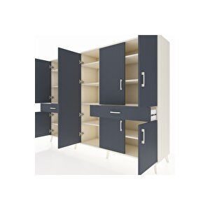 Hyperion Dolap 12 Raflı 2 Çekmeceli 8 Kapaklı 220x44x163 Aytaşı-antrasit