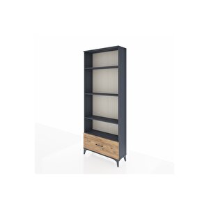 Arges Dolap 4 Raflı Tek Çekmeceli 88x30x221 Antrasit-çam