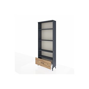 Arges Dolap 4 Raflı Tek Çekmeceli 88x30x221 Antrasit-çam