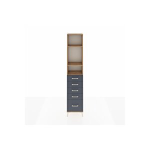 Arges Dolap 3 Raflı 5 Çekmeceli 44x30x221 Çam-antrasit