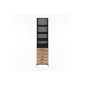 Hyperion Dolap 4 Raflı 5 Çekmeceli 60x44x243 Antrasit-çam