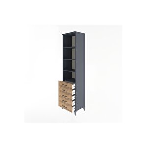 Hyperion Dolap 4 Raflı 5 Çekmeceli 60x44x243 Antrasit-çam