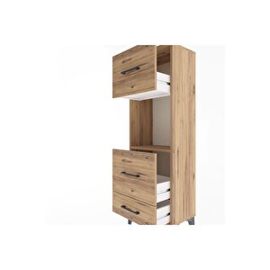 Arges Dolap Tek Raflı 3 Çekmeceli 44x30x134 Çam-çam