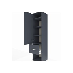 Hyperion Dolap 4 Raflı Tek Çekmeceli Tek Kapaklı 44x44x195 Antrasit-antrasit