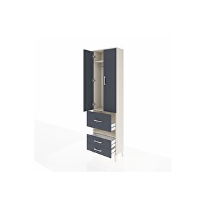 Arges Dolap 3 Raflı 3 Çekmeceli Tek Askılı 60x30x221 Aytaşı-antrasit