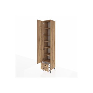 Hyperion Dolap 6 Raflı 2 Çekmeceli Tek Kapaklı 44x44x243 Çam-çam