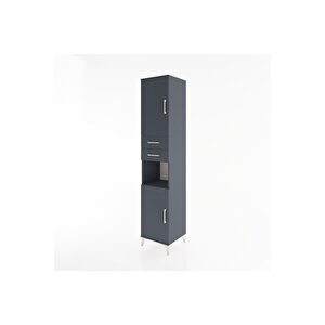 Hyperion Dolap 4 Raflı 2 Çekmeceli 2 Kapaklı 44x44x221 Antrasit-antrasit