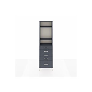 Arges Dolap 3 Raflı 5 Çekmeceli 60x30x221 Antrasit-antrasit