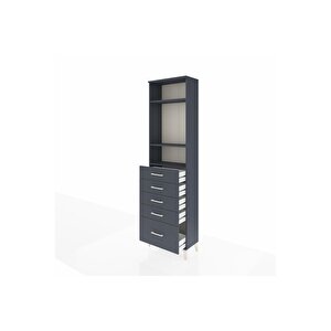 Arges Dolap 3 Raflı 5 Çekmeceli 60x30x221 Antrasit-antrasit