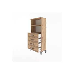 Arges Dolap 2 Raflı 4 Çekmeceli 60x30x134 Çam-çam