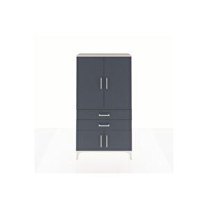 Arges Dolap Tek Raflı 2 Çekmeceli Tek Askılı 88x30x163 Aytaşı-antrasit