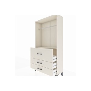 Arges Dolap Tek Raflı 3 Çekmeceli Tek Askılı 88x30x163 Aytaşı-aytaşı