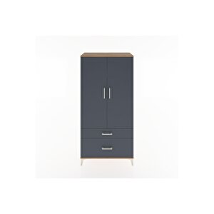 Hyperion Dolap 4 Raflı 2 Çekmeceli 2 Kapaklı 88x44x182 Çam-antrasit