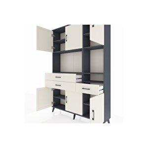 Arges Gardrop 9 Raflı 3 Çekmeceli 6 Kapaklı 132x30x195 Antrasit-aytaşı