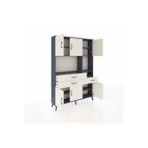 Arges Gardrop 9 Raflı 3 Çekmeceli 6 Kapaklı 132x30x195 Antrasit-aytaşı